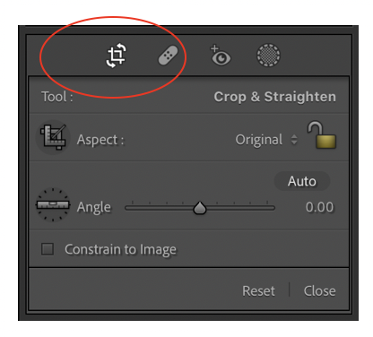 Lightroom Crop dialog box
