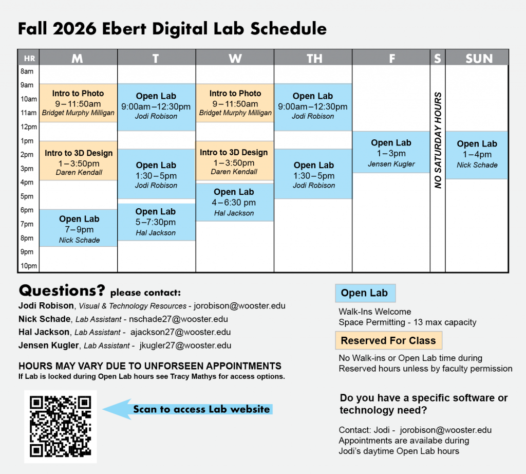 Ebert Digital Lab Schedule