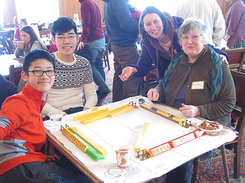 Enjoying the Friends of International Students games night - Feb. 2015