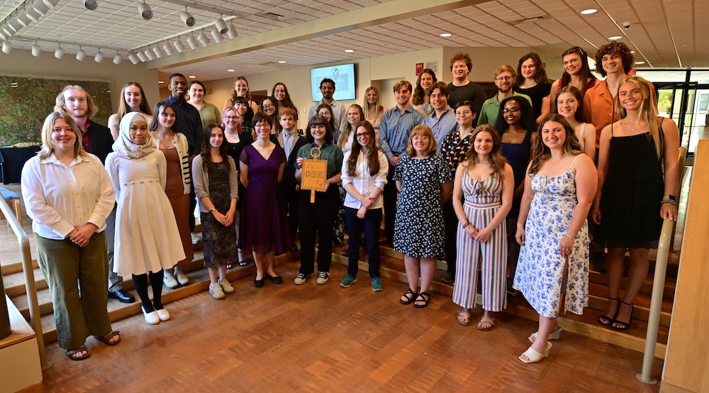 2025 PBK Inductees smiling at the camera in Scheide Music Center