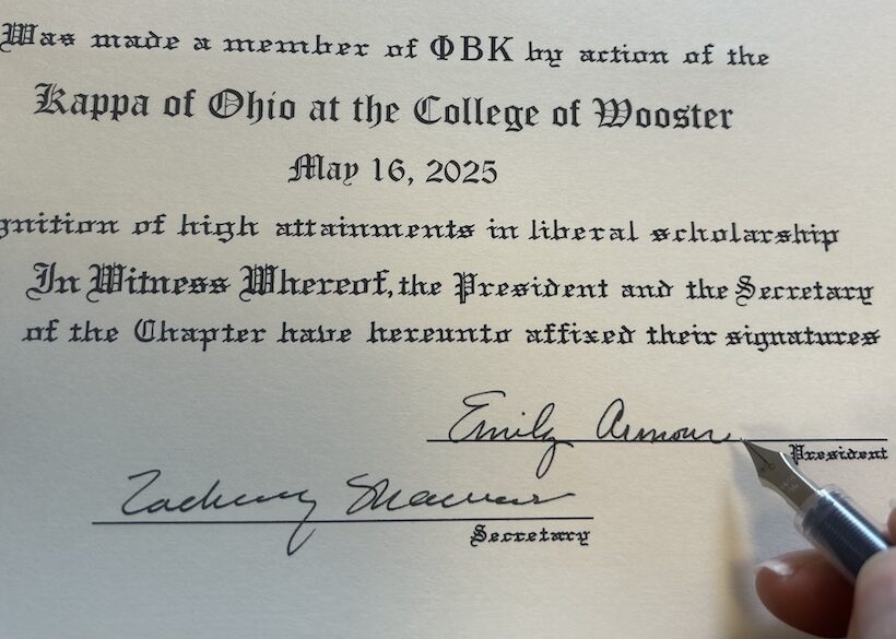 a closeup photograph of a paper PBK certificate with May 16, 2025