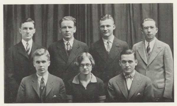 Monochrome photograph of Phi Beta Kappa members from the 1928 Index yearbook.