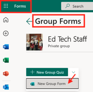 screenshot of Forms - Group Forms - click New Group Form