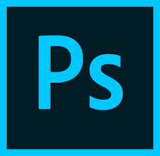 Adobe Photoshop's logo. A bright blue square border surrounding a navy blue square with bright blue letters of capital P and lower case S in the middle. 