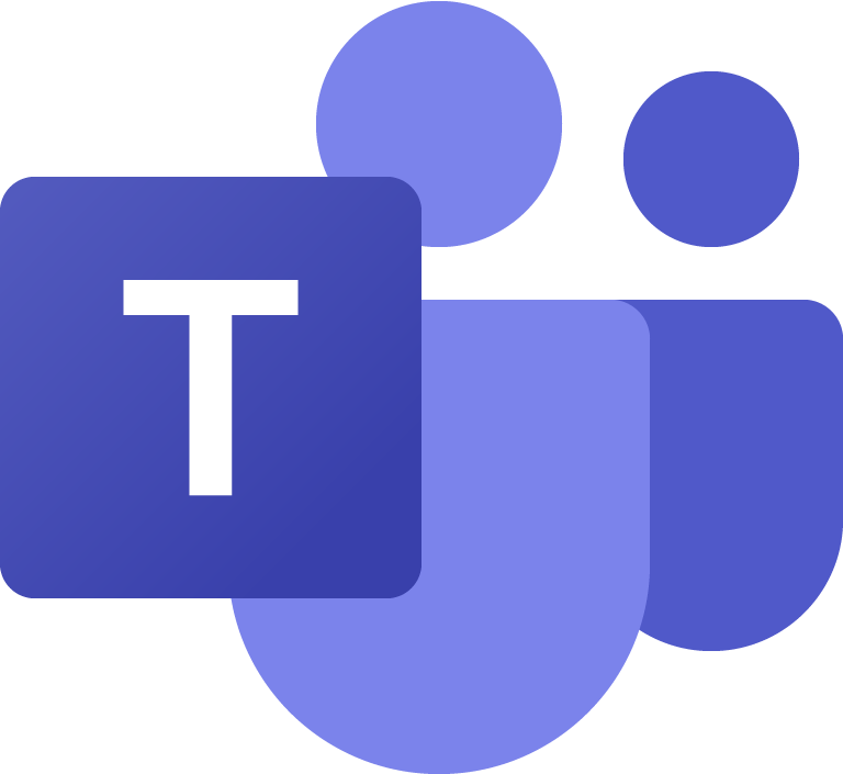 Microsoft Teams purple logo with white T in purple square with two purple looking figures