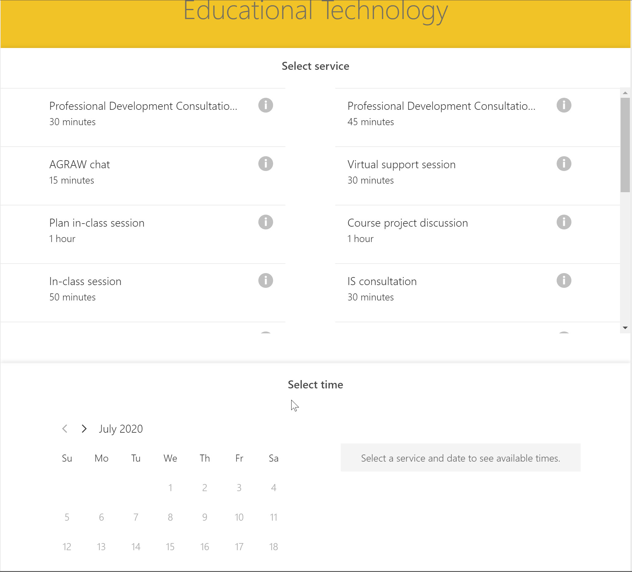 Screenshot of Bookings page.