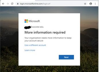 Microsoft login page - More info needed