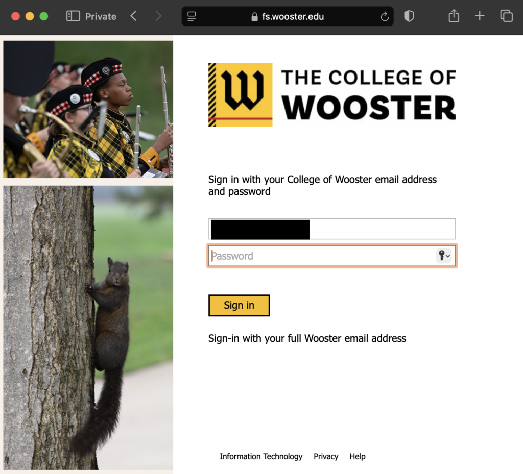 Sign in with your College of Wooster credentials.