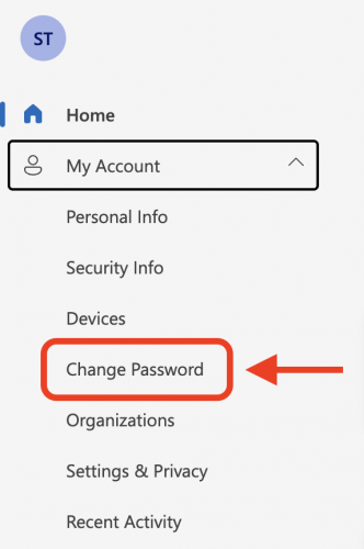 Option to Change Password via myaccount.microsoft.com