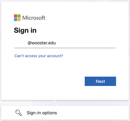 Sign In To myaccount.microsoft.com with College of Wooster email address.