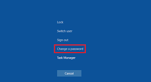 Control menu for Changing Password