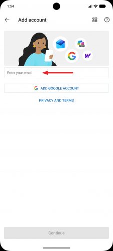 Outlook with line marked with a red arrow for the College of Wooster email address