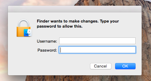 Finder wants to make changes login window