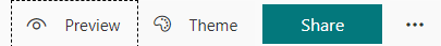 This image shows Forms main menu. The items listed are Preview, Theme, and Share.