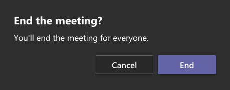confirmation pop-up to end the meeting