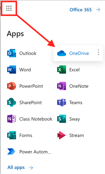 OneDrive in M365 apps online