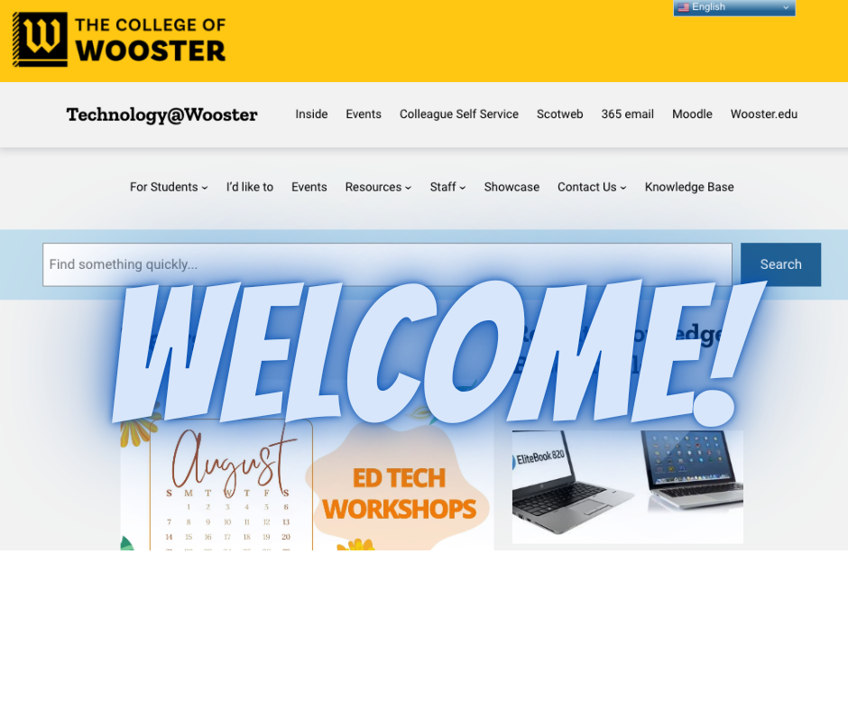 screenshot of Technology website with Welcome