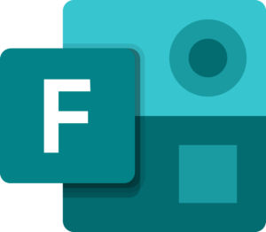 Microsoft Forms logo with teal square and capital letter F