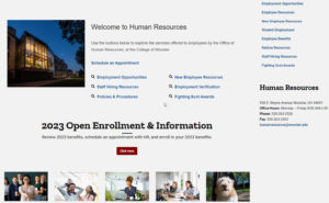 Screenshot of Human Resources homepage