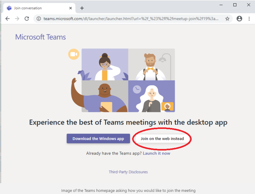 Join Microsoft Teams Meeting from the web instead