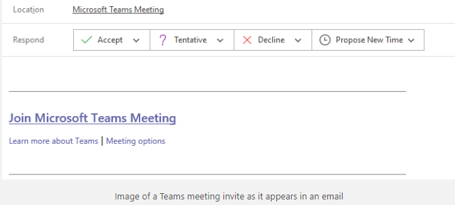 Joining the meeting from the link in the email invitation. 