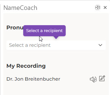namecoach drawer in outlook