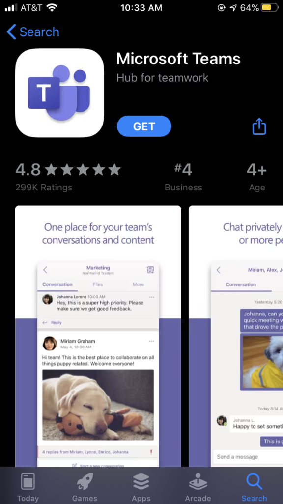 Teams in App Store