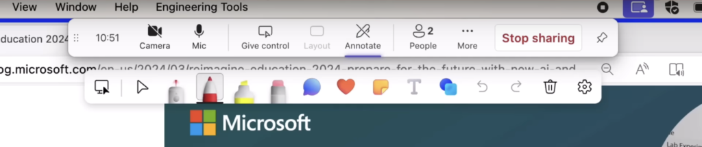 Screenshot of Annotation Tools in Microsoft Teams