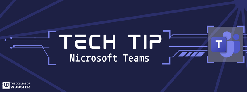 Purple wide background with text that reads: Tech Tip: Microsoft Teams