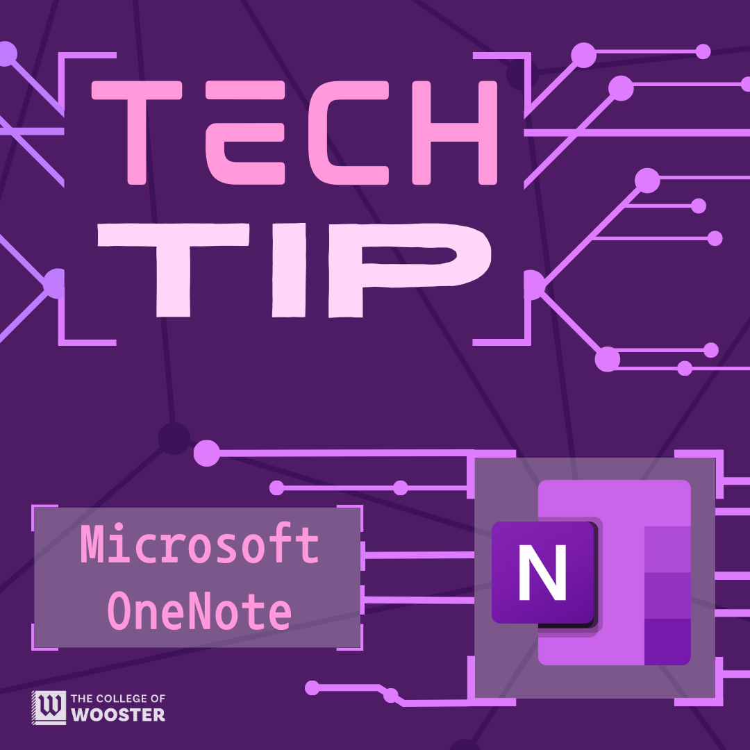 Purple background with text that reads: Tech Tip: Microsoft OneNote