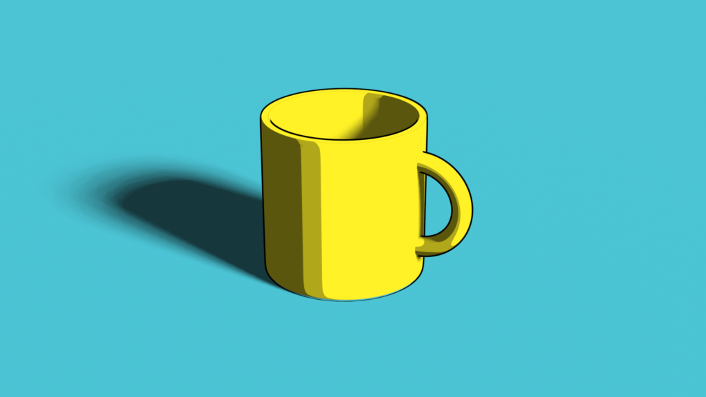 A toon shaded mug