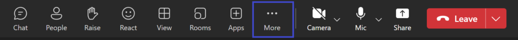 Teams meeting navigation bar with "more" highlighted