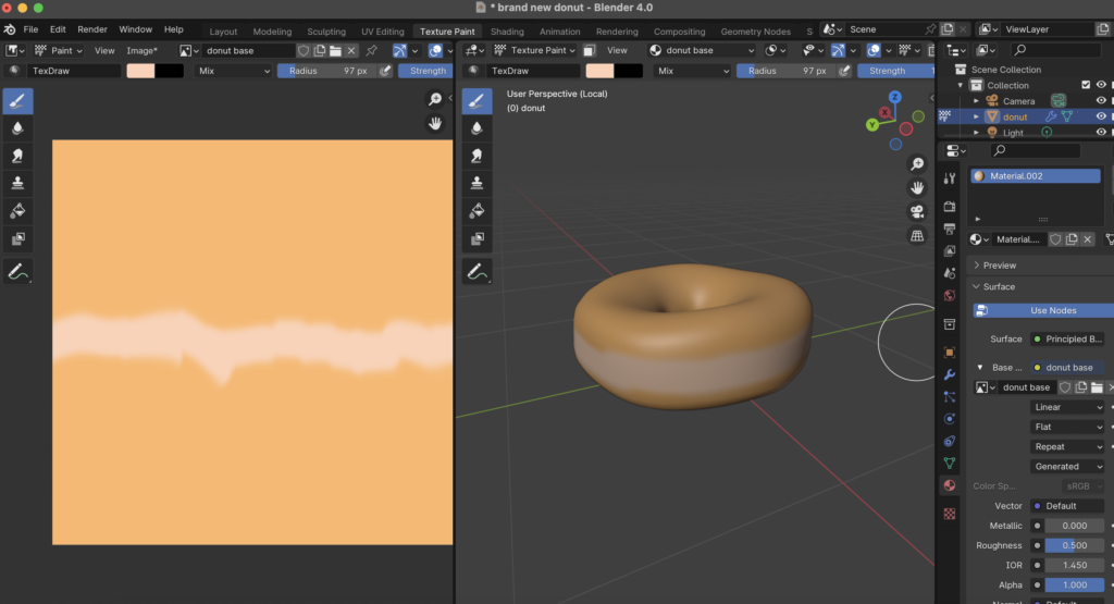 Process of making a donut in blender, plain donut