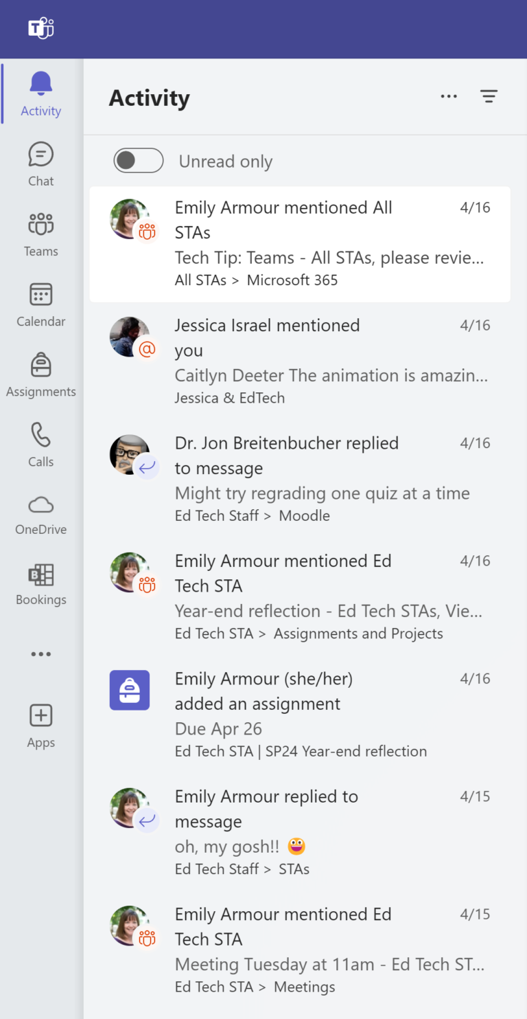 Microsoft teams interface technology wooster
