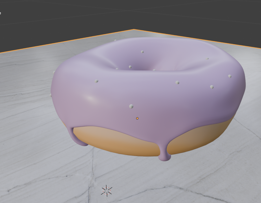 Process of making a donut in blender - donut with Icing