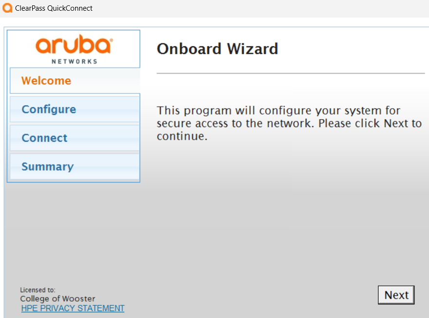 QuickConnect Onboard Wizard