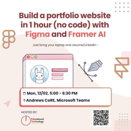 An illustration of the workshop with event title, time, date, organizer's logo and QR code to register for the event.