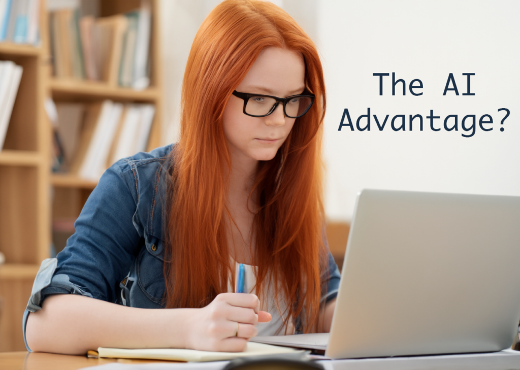 a white female with red hair and glasses concentrates on a laptop screen