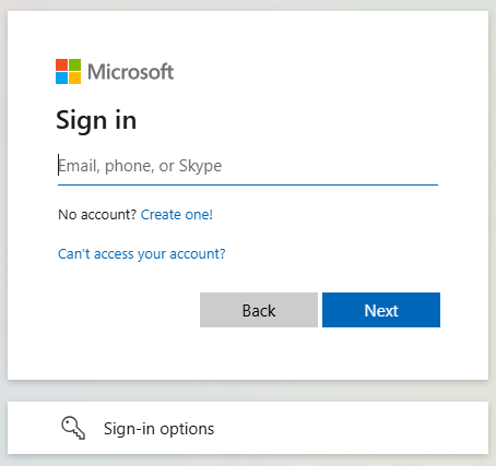 Microsoft's sign in prompt.