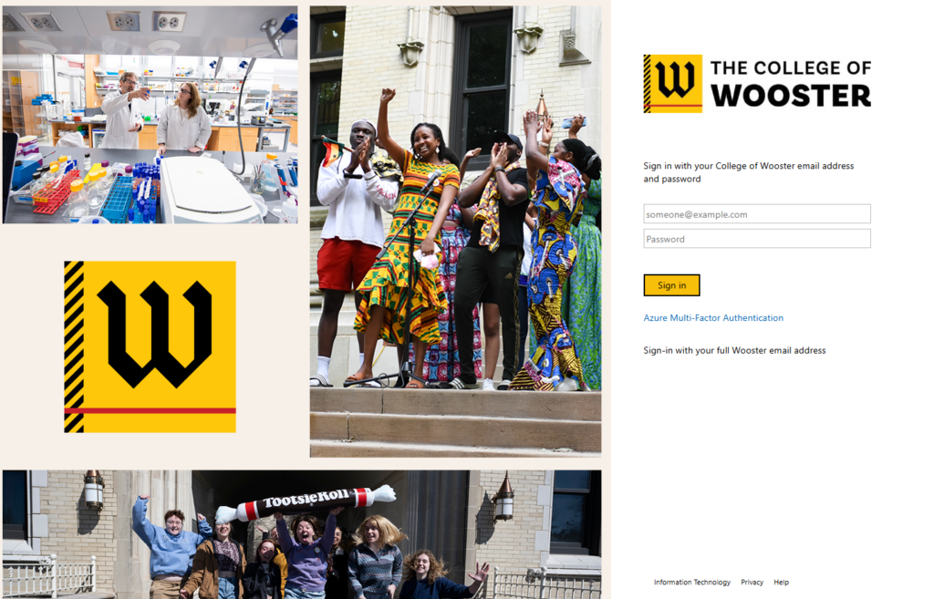 College of Wooster sign in page