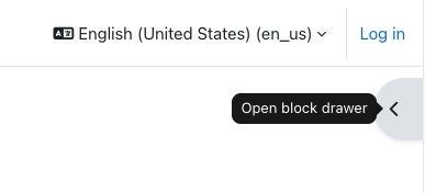 triangle icon in Moodle to open the block drawer on the right side of the page