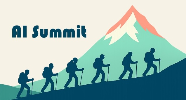 drawing of hikers in silhouette with a green mountain in the background