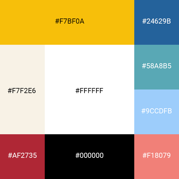 Color block containing samples and color codes for Wooster's web colors.